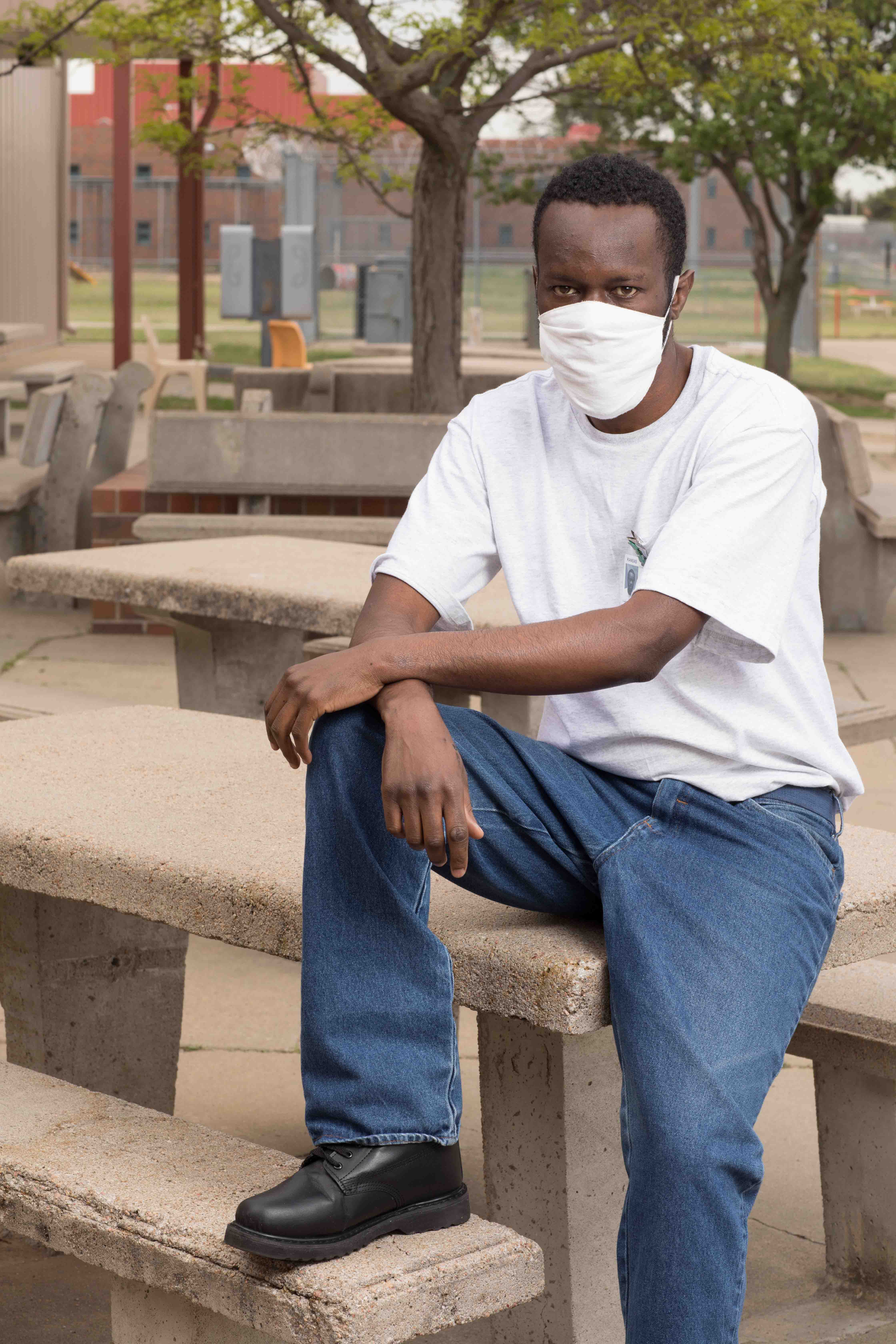 Alfred Obiero poses at Ellsworth Correctional Facility.