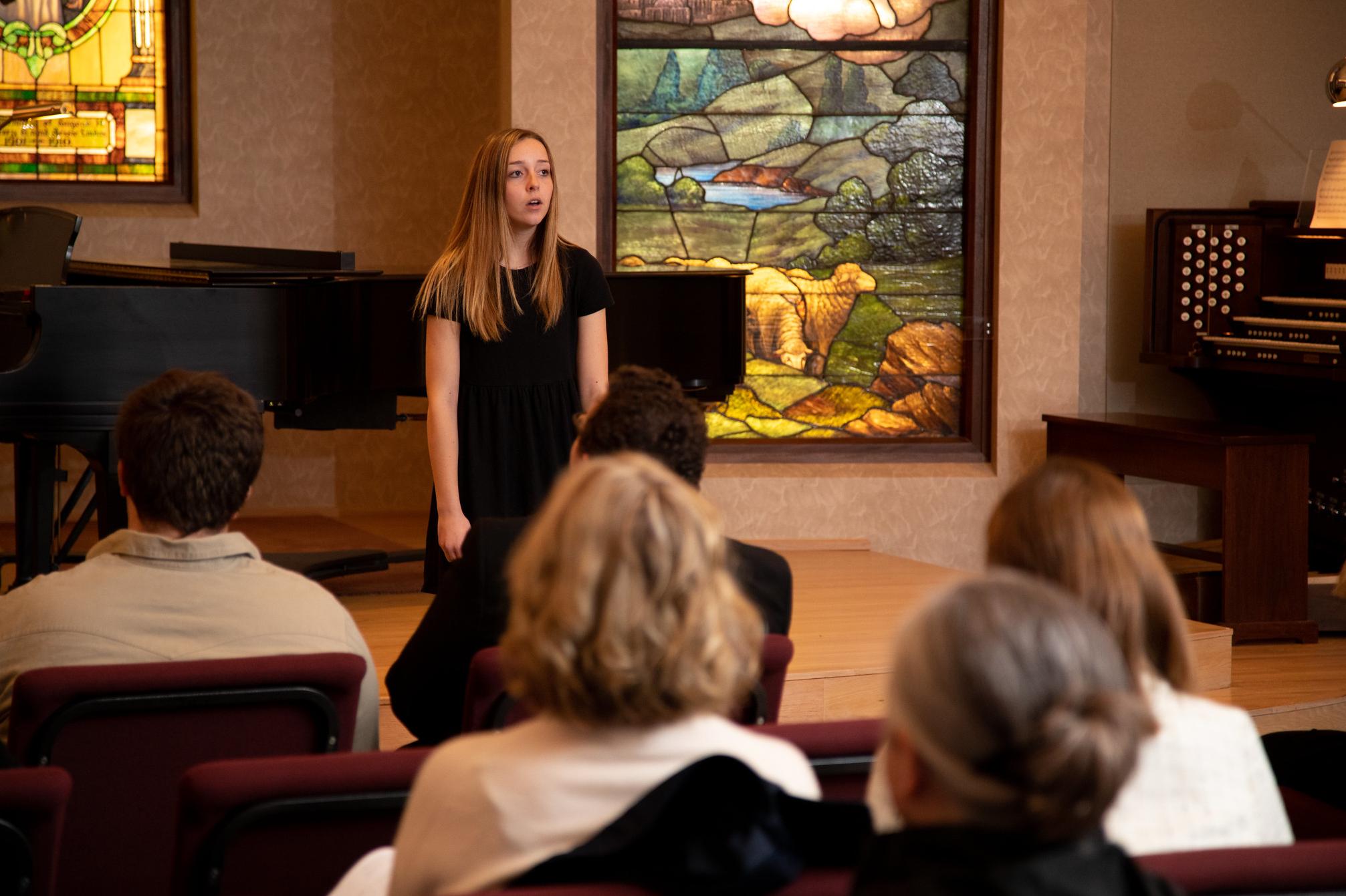 A student singing